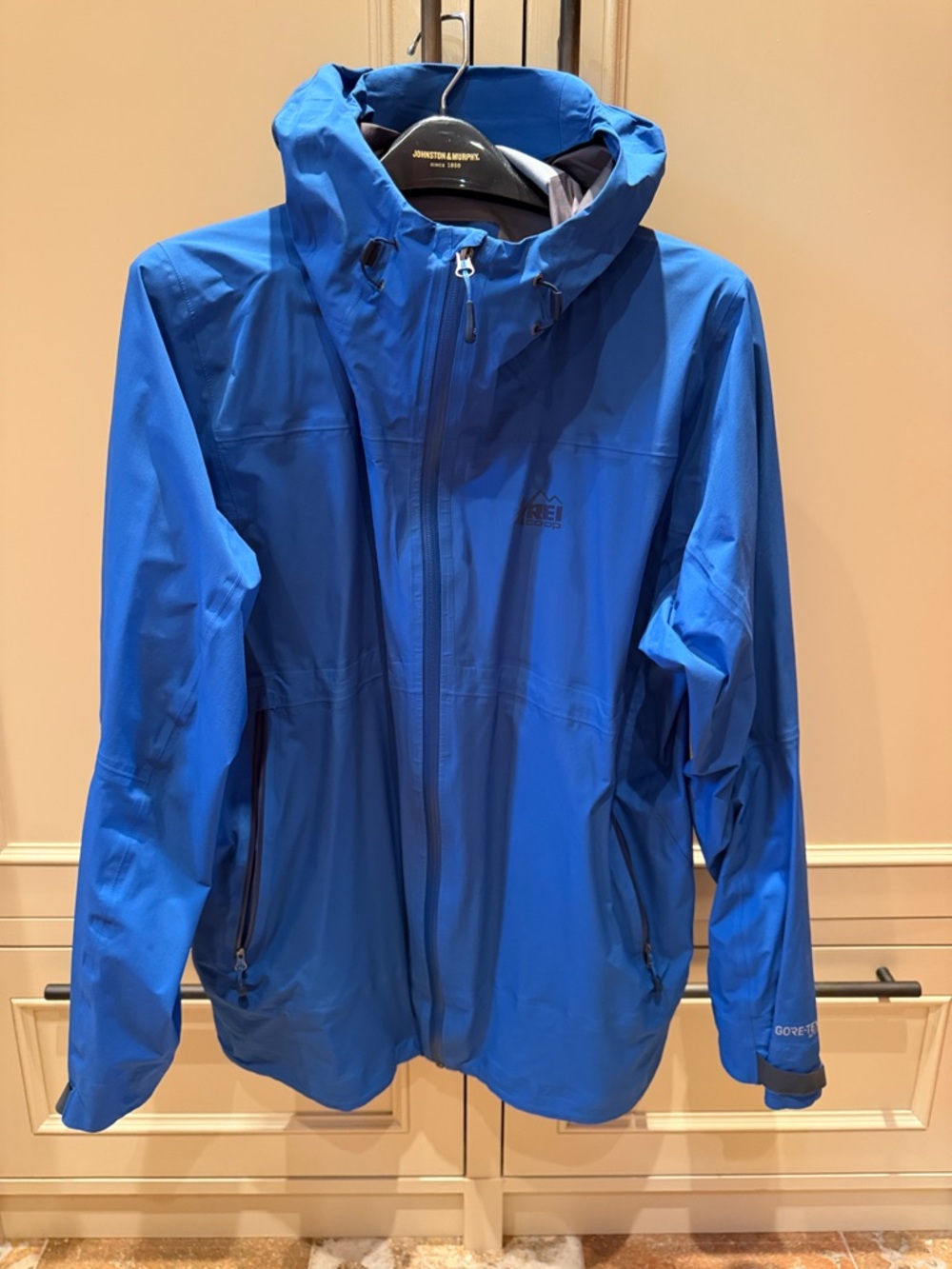 REI Men's Blue Raincoat Waterproof Hooded Jacket